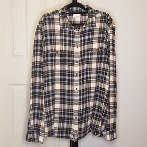 Men's Sonoma Blue Red White Plaid Pattern Long Sleeve Flannel XL